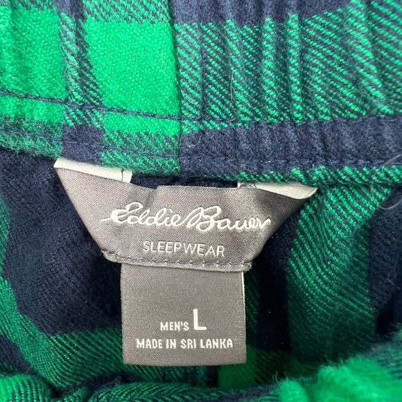 Eddie Bauer green blue plaid L pajama lounge pants cotton fall winter sleep - Picture 6 of 8